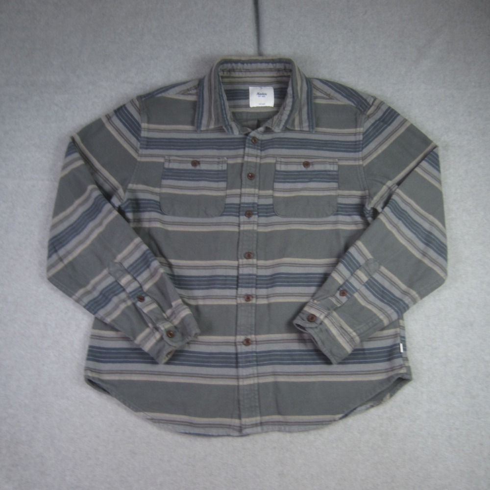 Katin Shirt Mens Medium Striped Long Sleeve Button Up Flannel Outdoor Shacket‎